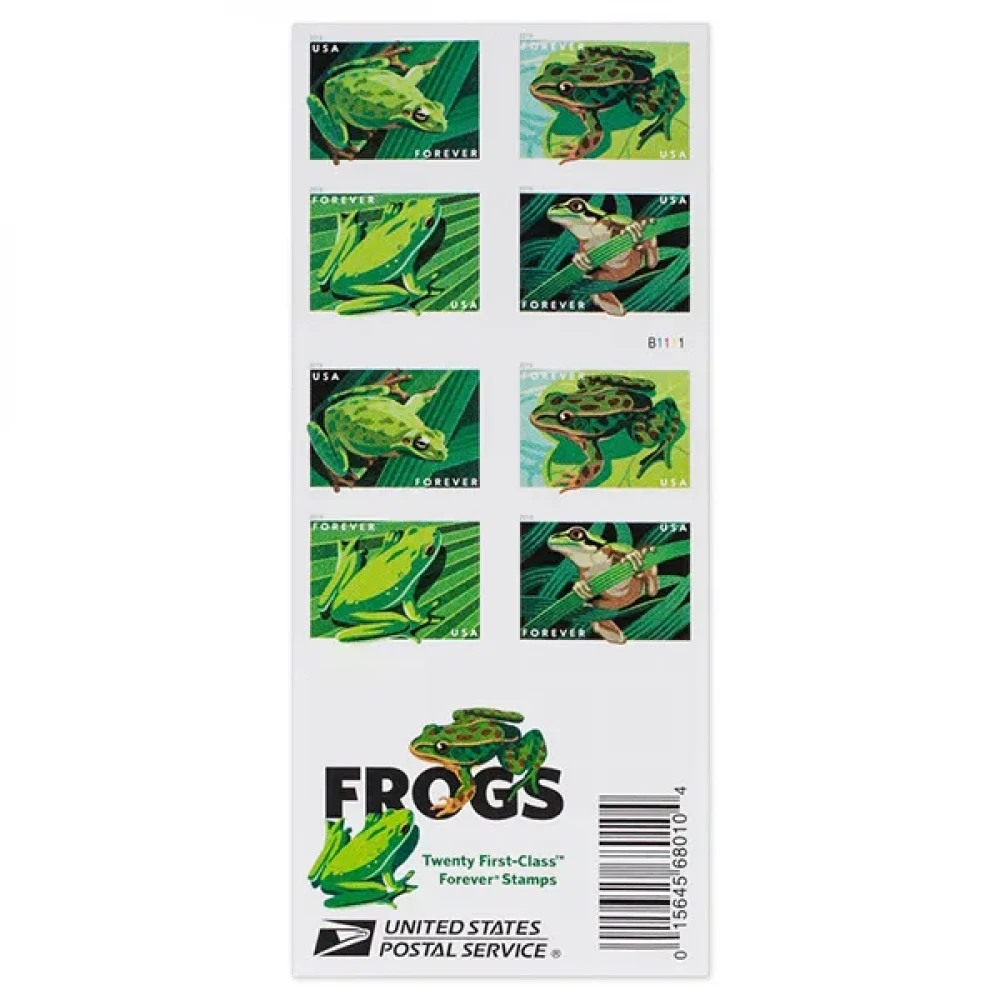 (2019) USPS Frogs Forever First Class Postage Stamps