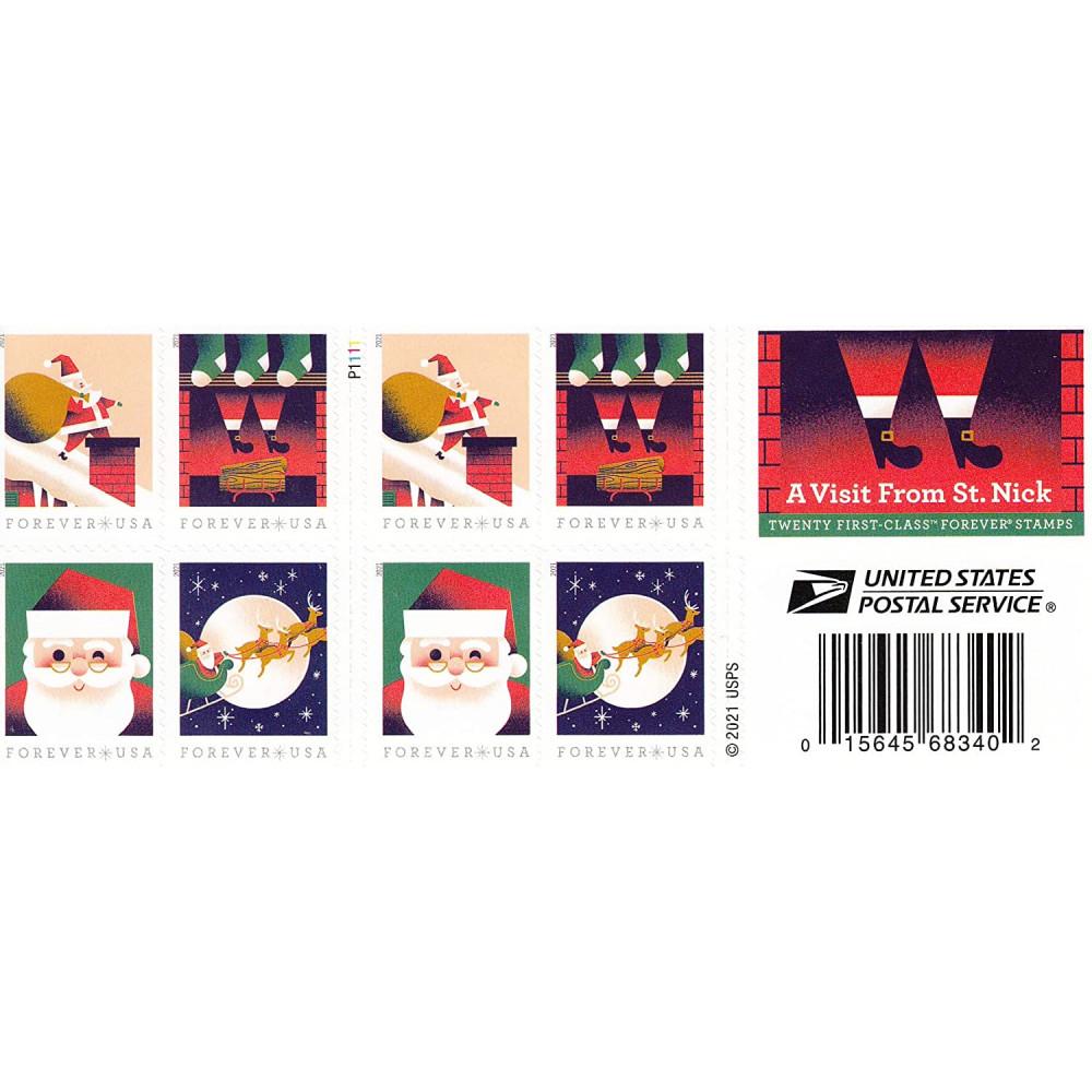 2021 USPS A Visit from St Nick Forever First Class Postage Stamps