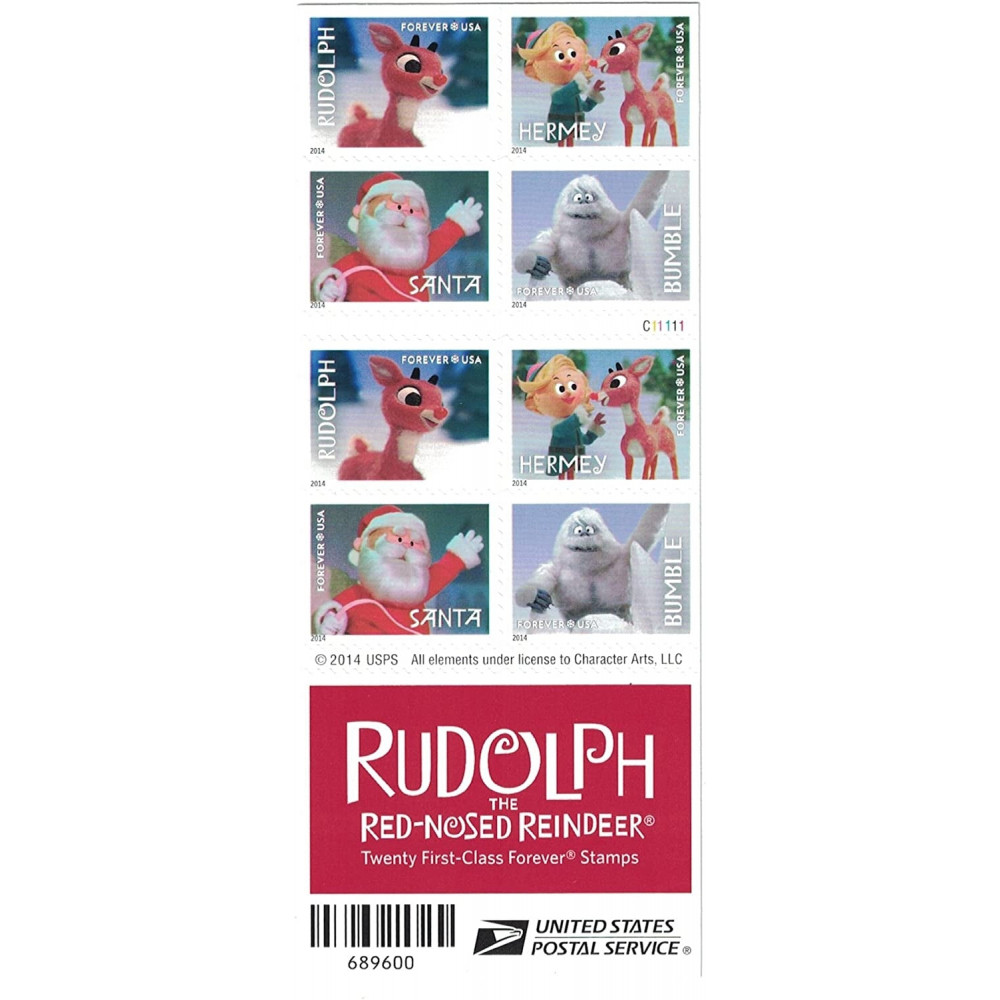 2014 USPS Rudolph the Red-Nosed Reindeer Forever Stamps